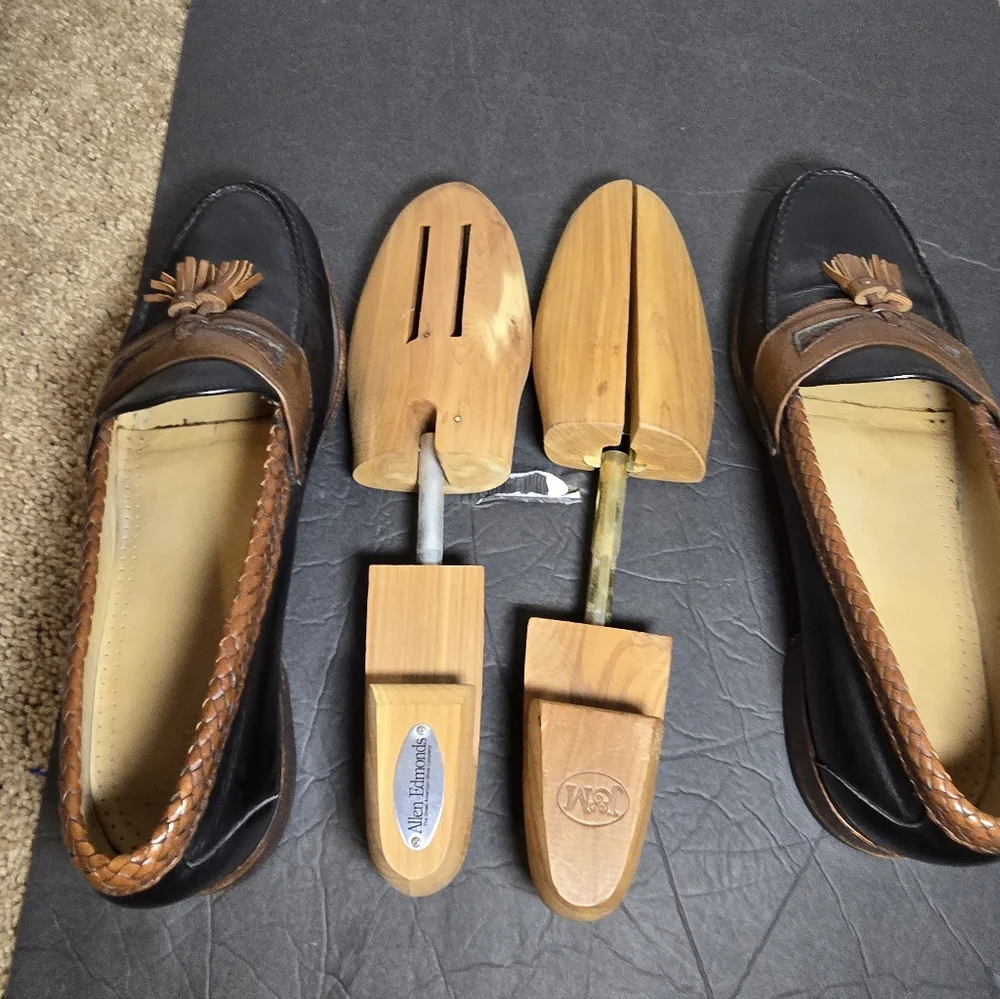 Allen Edmonds Maxfield Black/Brown Mens US14D USA Leather Tassel Loafer Shoes